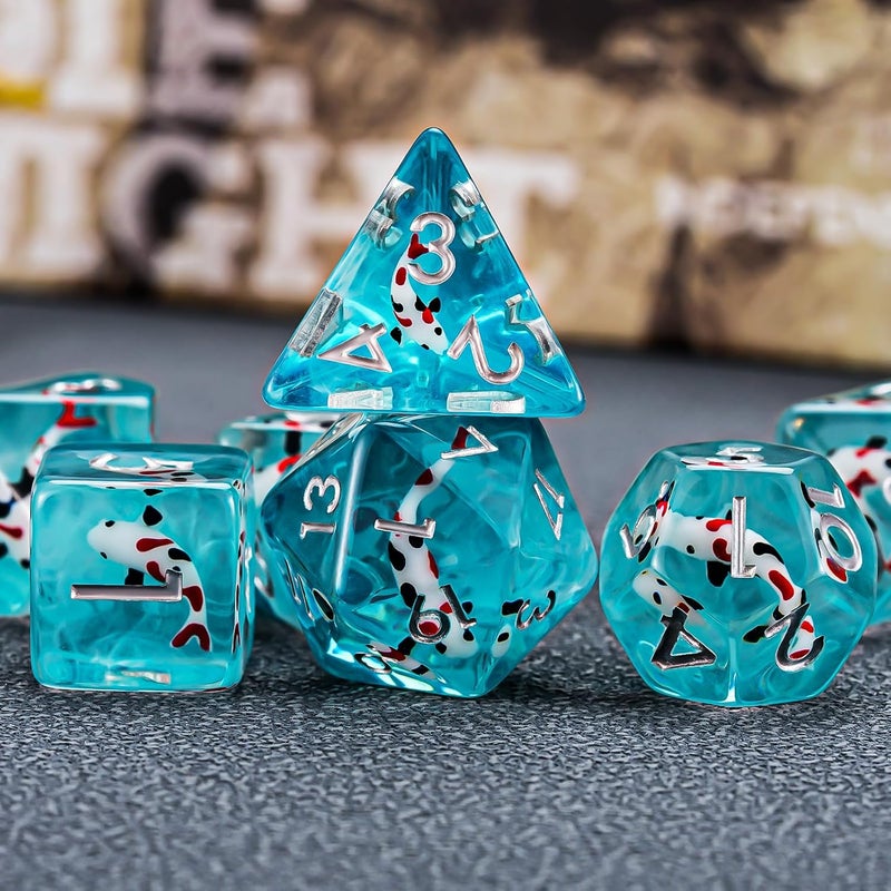 weyano Fish/Animal Resin D&D Dice Set, 7pcs Polyhedral Dice (D4, D6, D8, D10, D12, D20, D%) for Dungeons and Dragons, RPG, MTG, Role Playing Games - Image 3